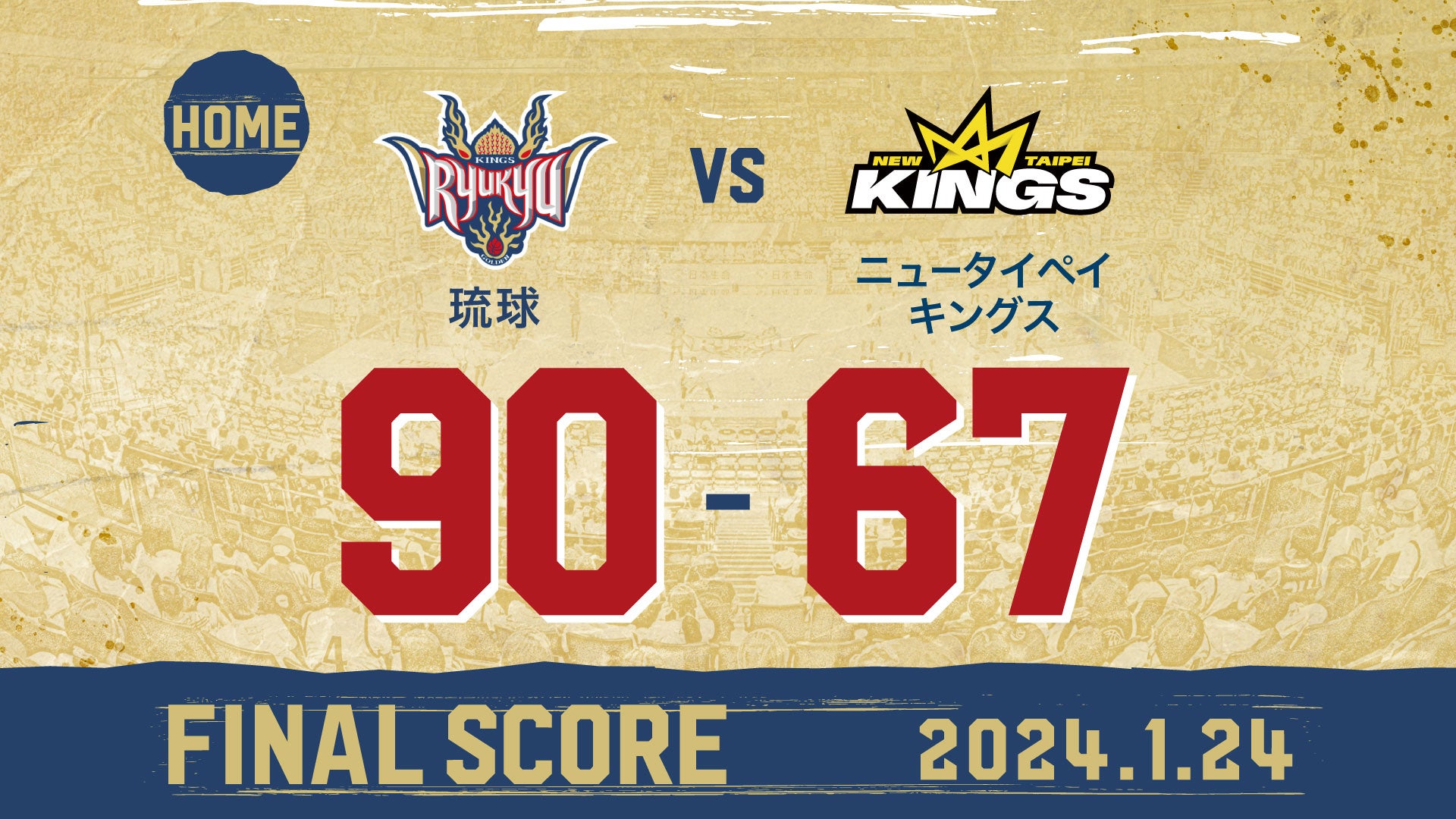 【結果】ゲームレポート [1/24(水) EASL vsニュータイペイ・キングス] 琉球ゴールデンキングス