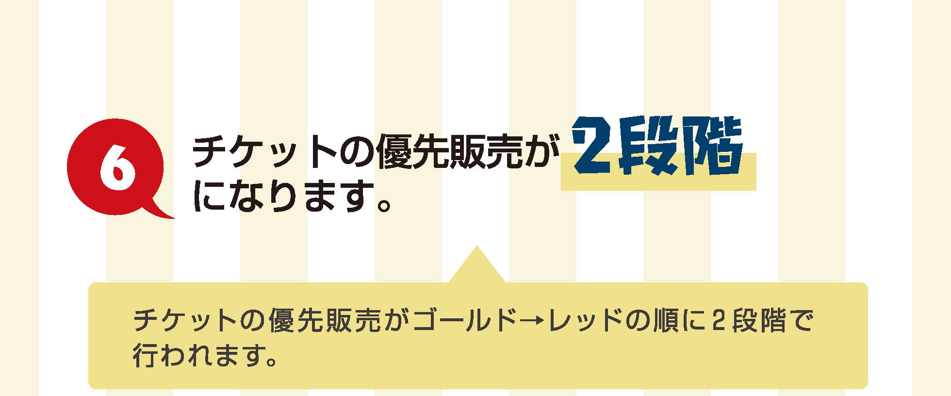 チケットの優先販売が2段階になります